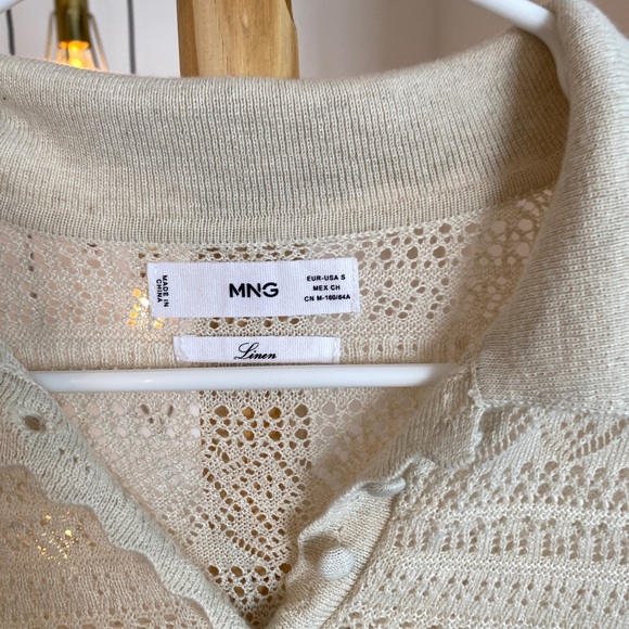 Mango Linen Lace Crochet Polo - Picture 2 of 3